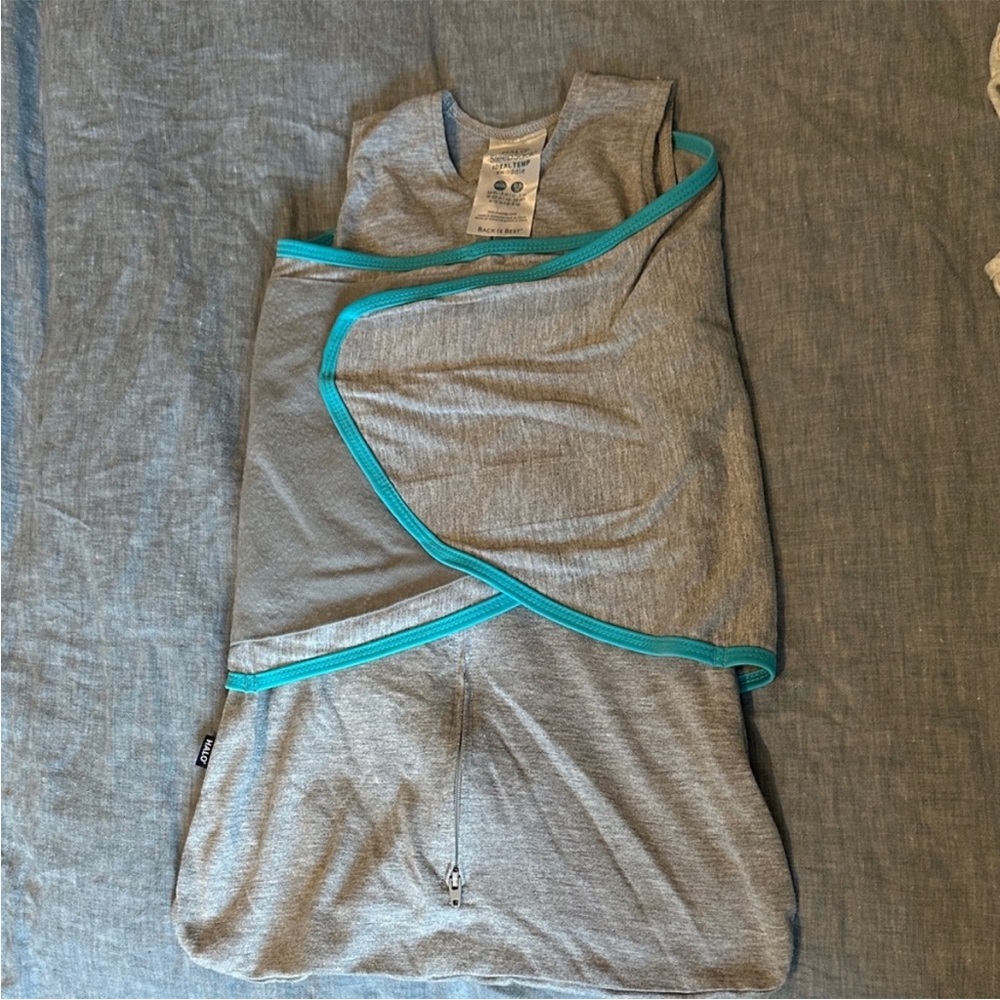 Halo Gray Swaddle with Blue Accents